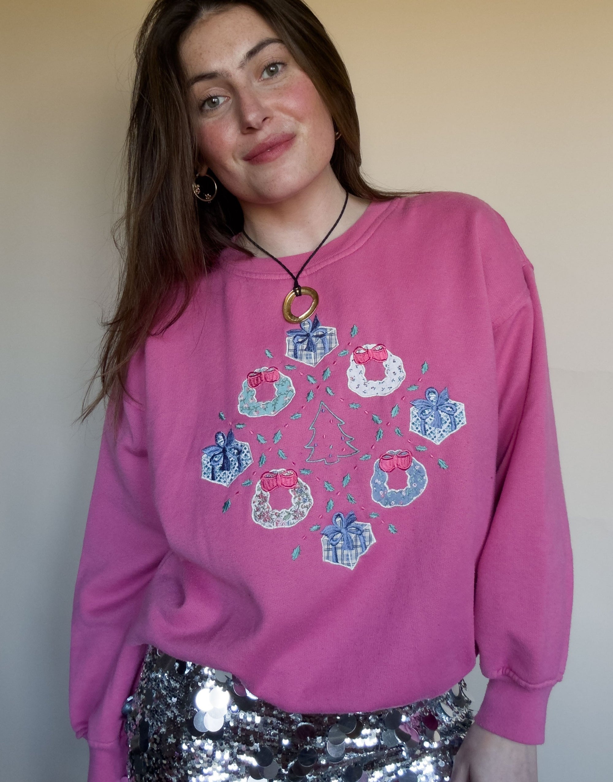 1980S SEPARATE ISSUE XMAS GIFT & WREATH PULLOVER