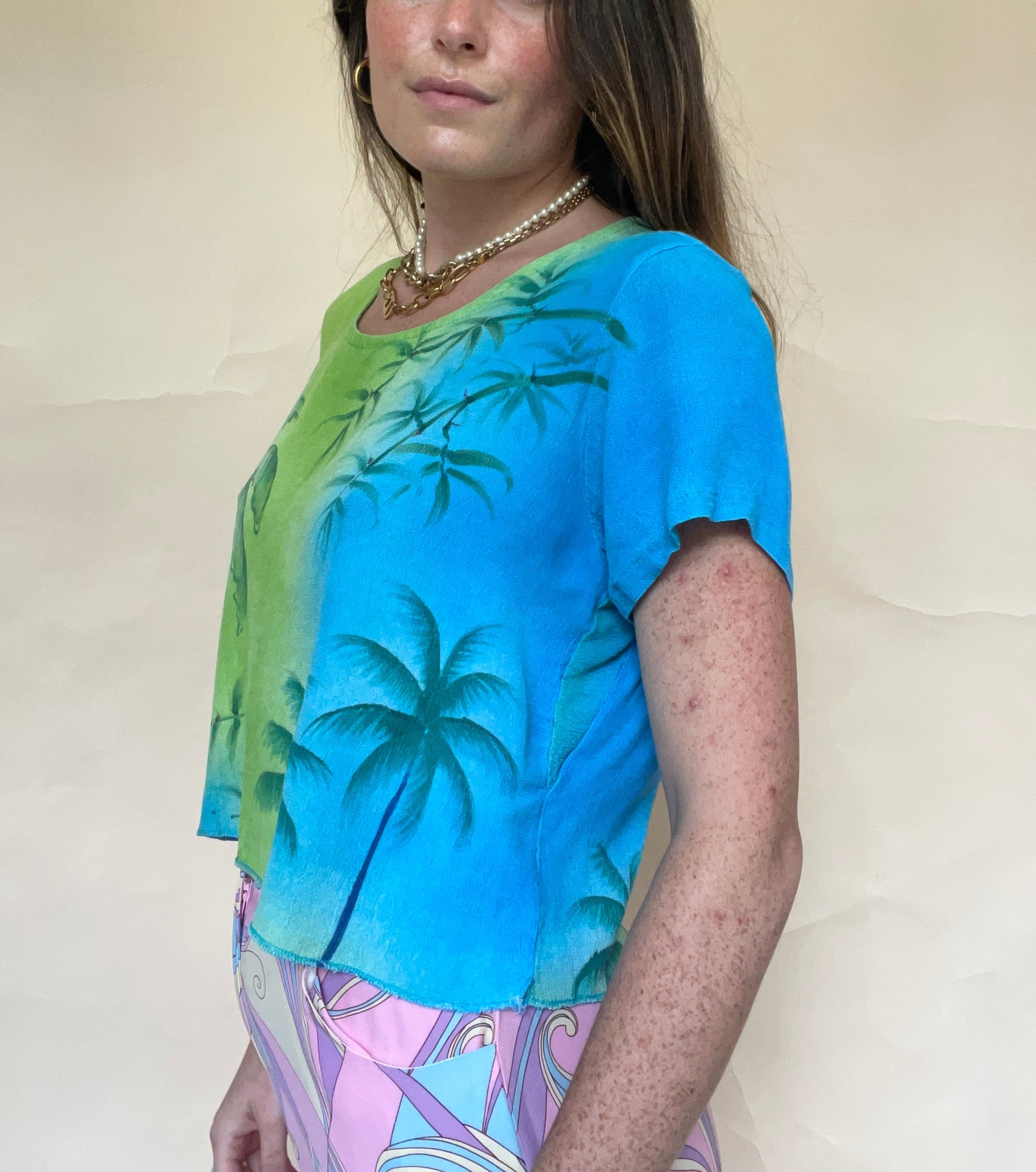 1990S TROPICAL SUMMER BLUE CRUSH TOP