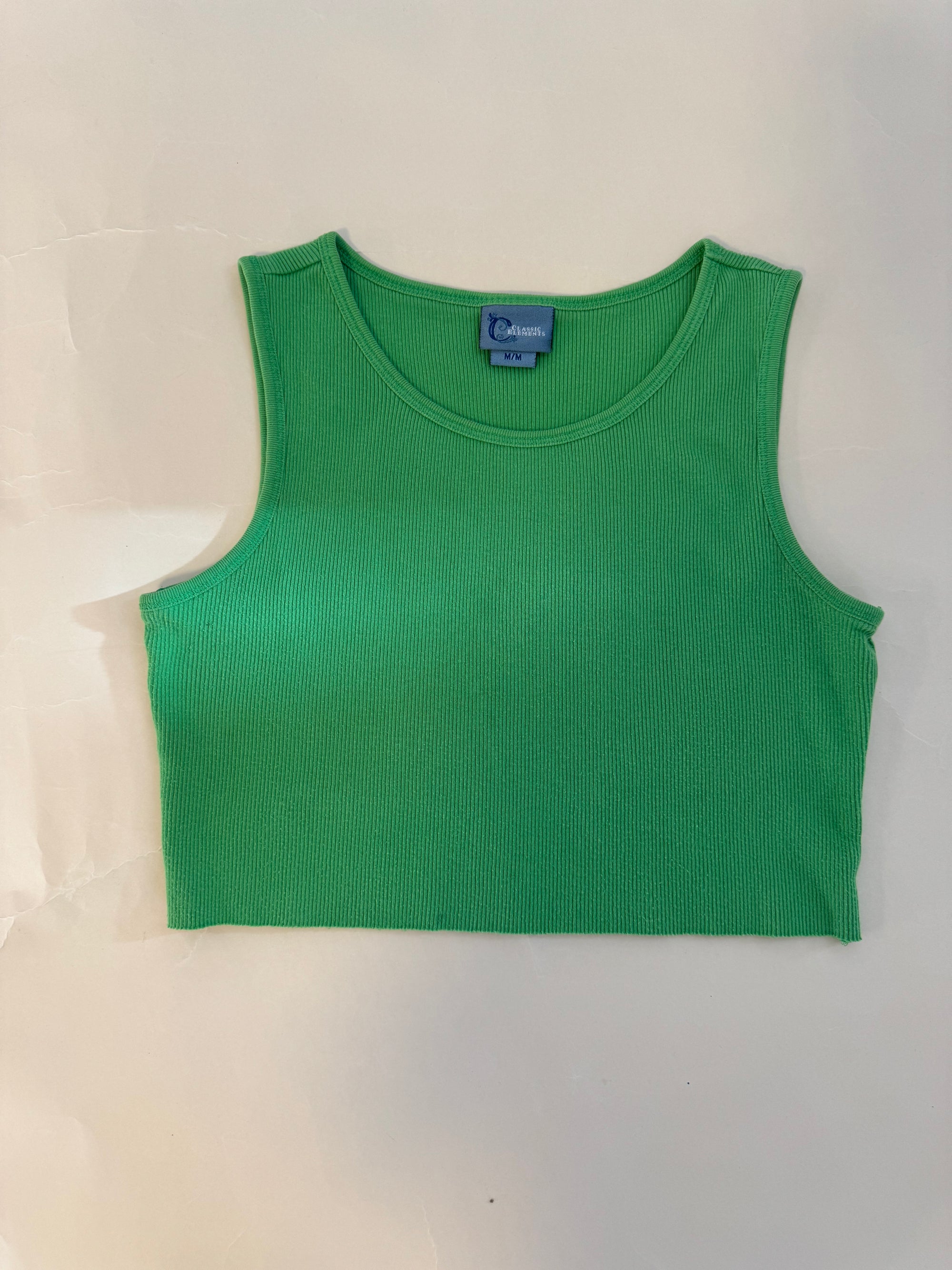 Y2K CLASSIC ELEMENTS LIME GREEN CROPPED TANK TOP