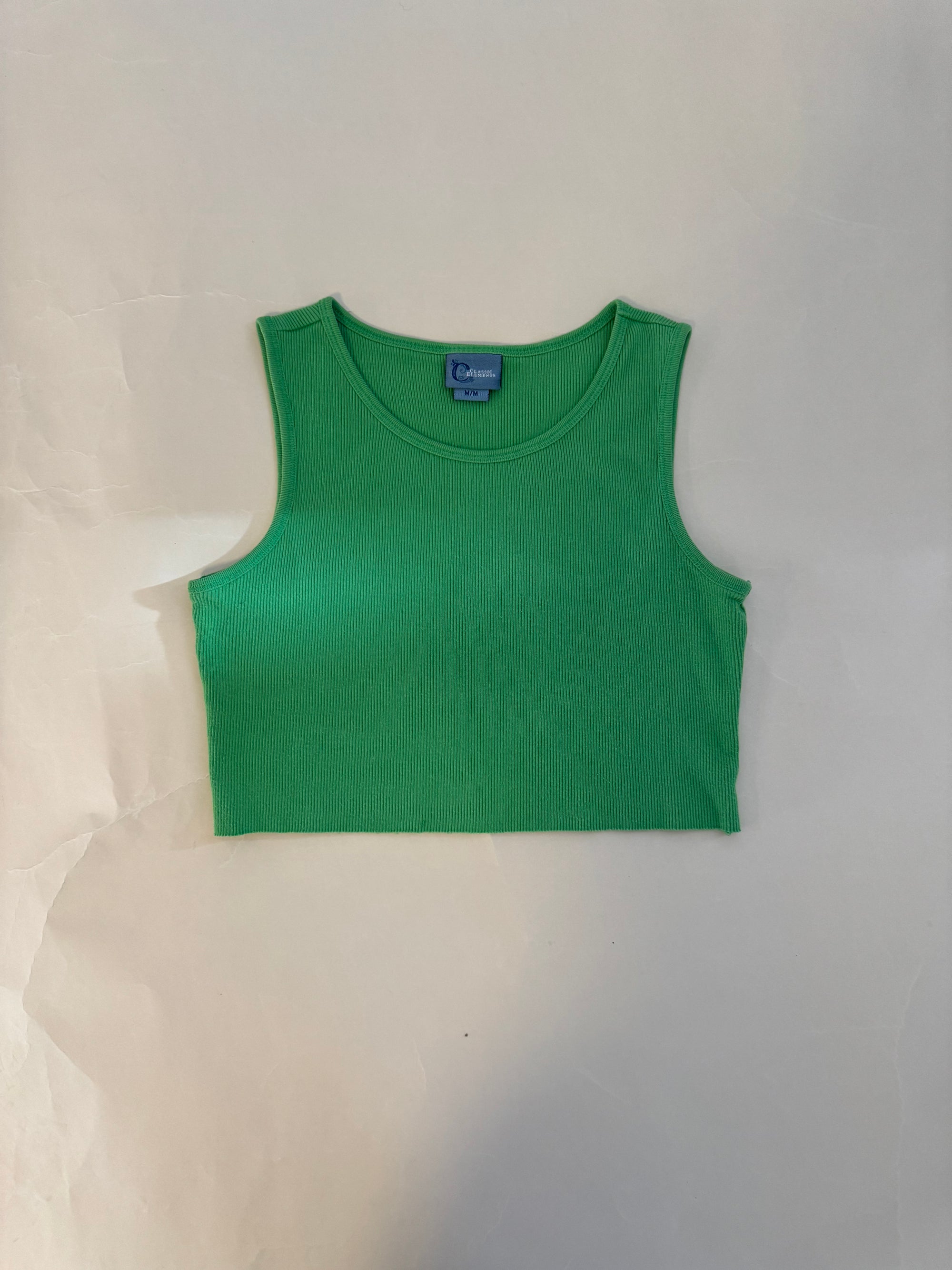 Y2K CLASSIC ELEMENTS LIME GREEN CROPPED TANK TOP