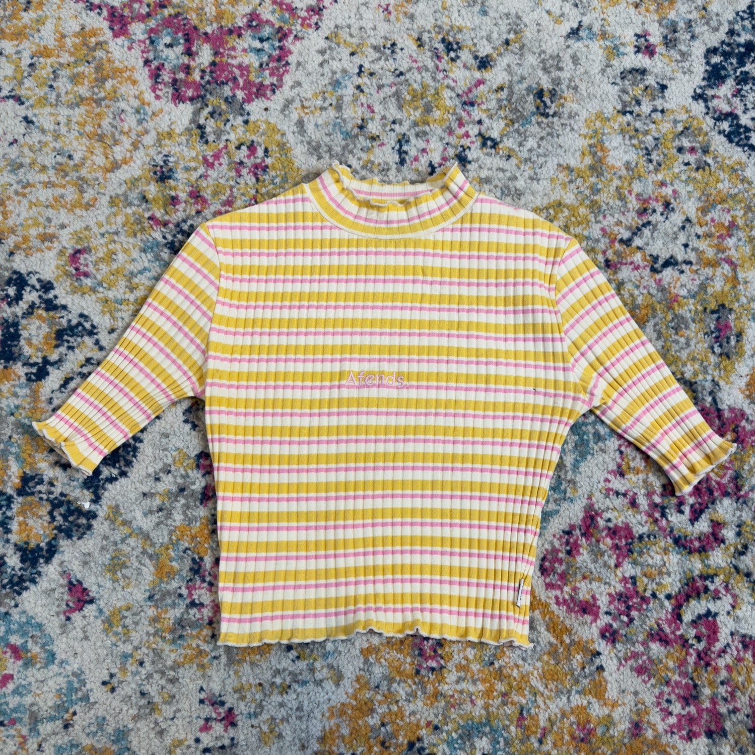 AFENDS SUNFLOWER & BUBBLEGUM STRIPED TOP