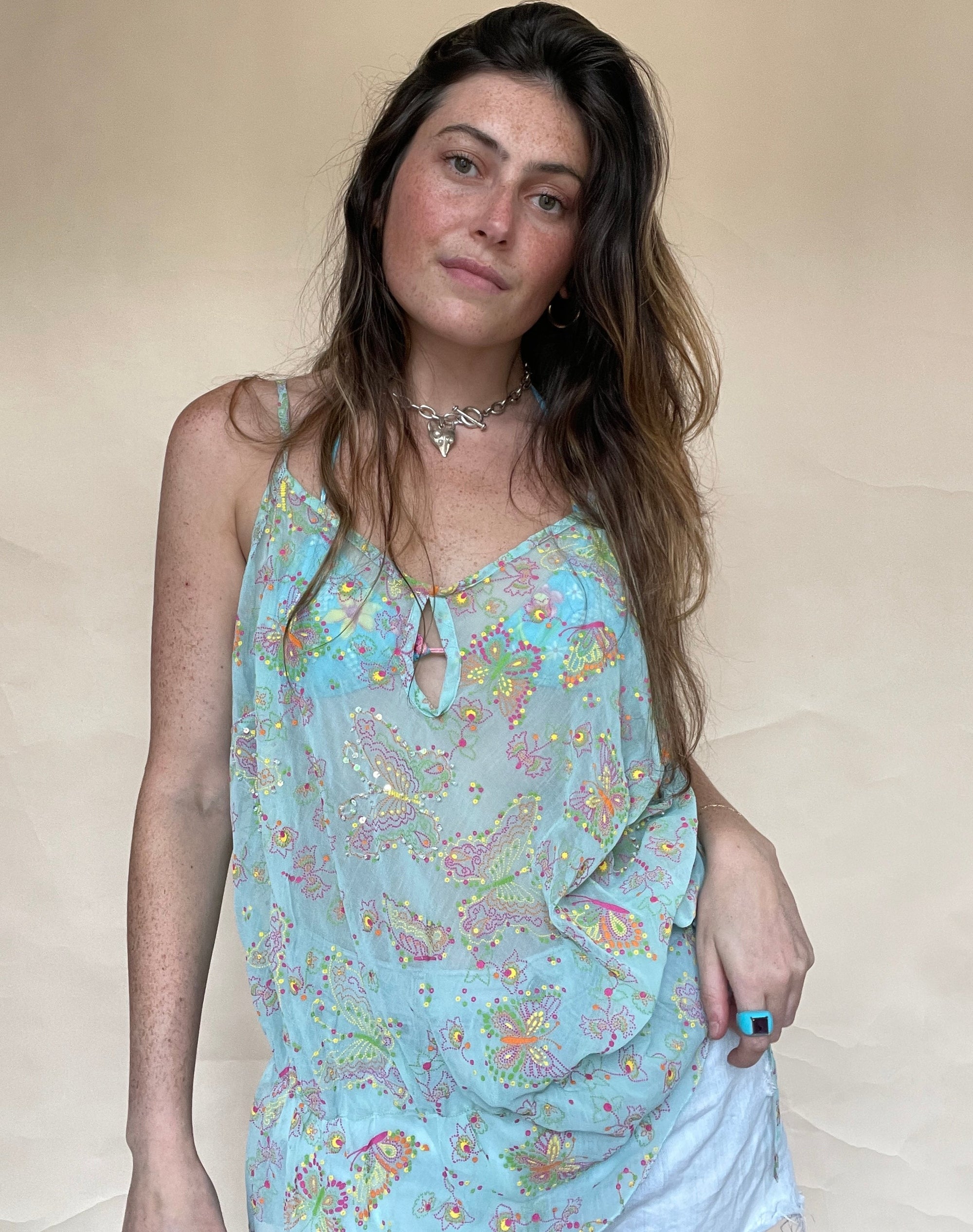 Y2K CAREN SPORT BLUE LAGOON TANK TOP